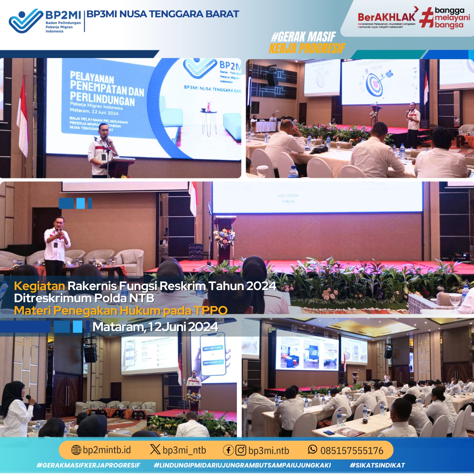 Sinergi dan Kolaborasi Bersama Polda NTB, BP3MI NTB Hadir Dalam Rakernis Fungsi Reskrim Tahun 2024